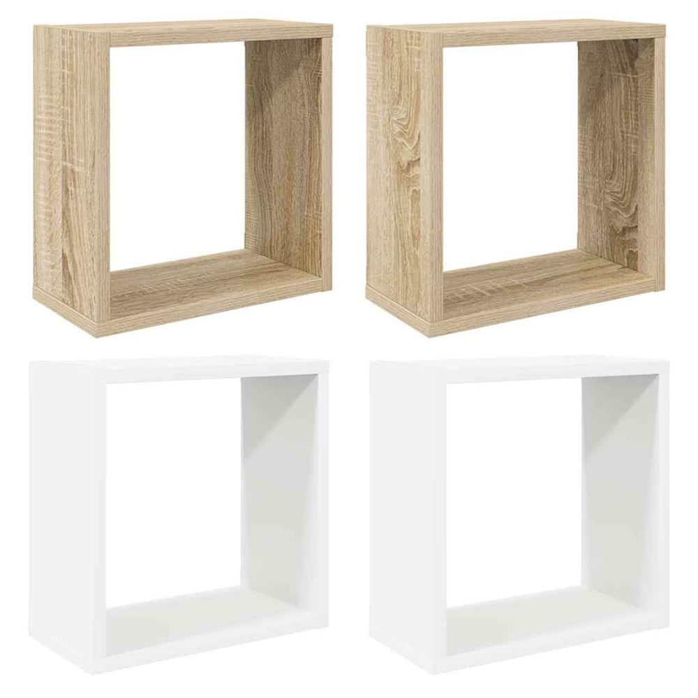 vidaXL Étagères cubes 4 pcs Blanc et chêne Sonoma 30x15x30 cm