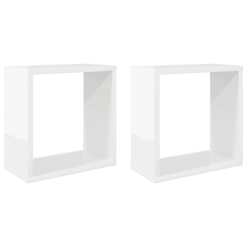 vidaXL Étagères cubes 2 pcs. Blanc brillant 30x15x30 cm