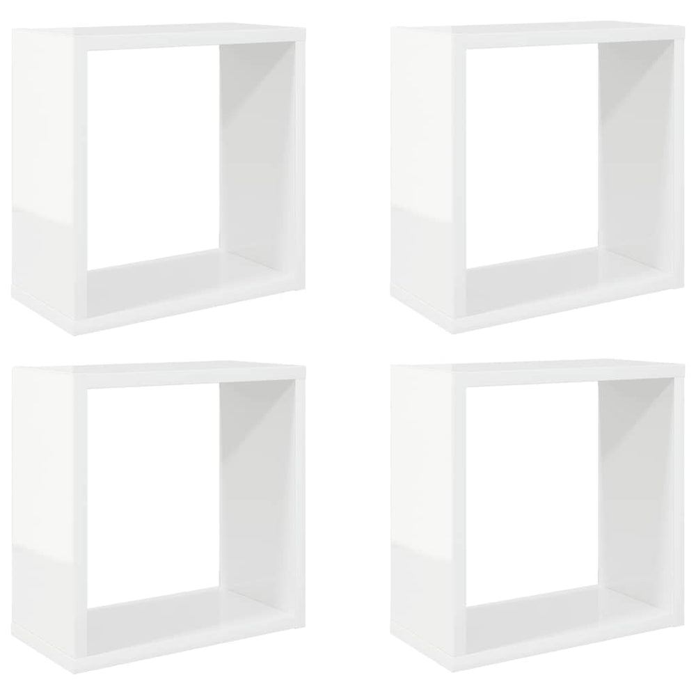 vidaXL Étagères cubes 4 pcs Blanc brillant 30x15x30 cm
