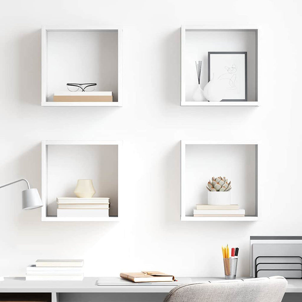 vidaXL Étagères cubes 4 pcs Blanc brillant 30x15x30 cm