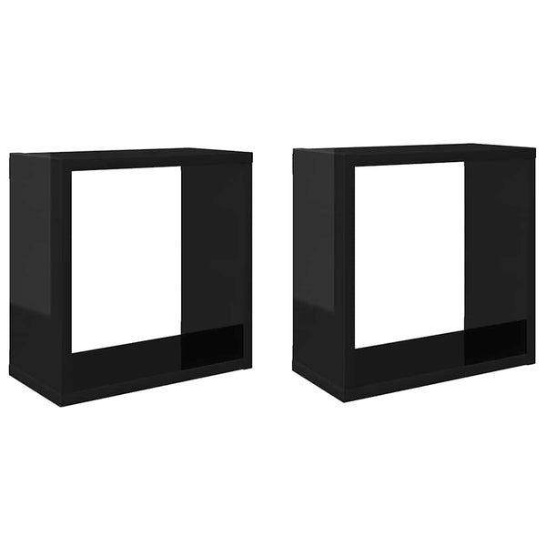 Würfelregale, 2er Set, Hochglanz Schwarz