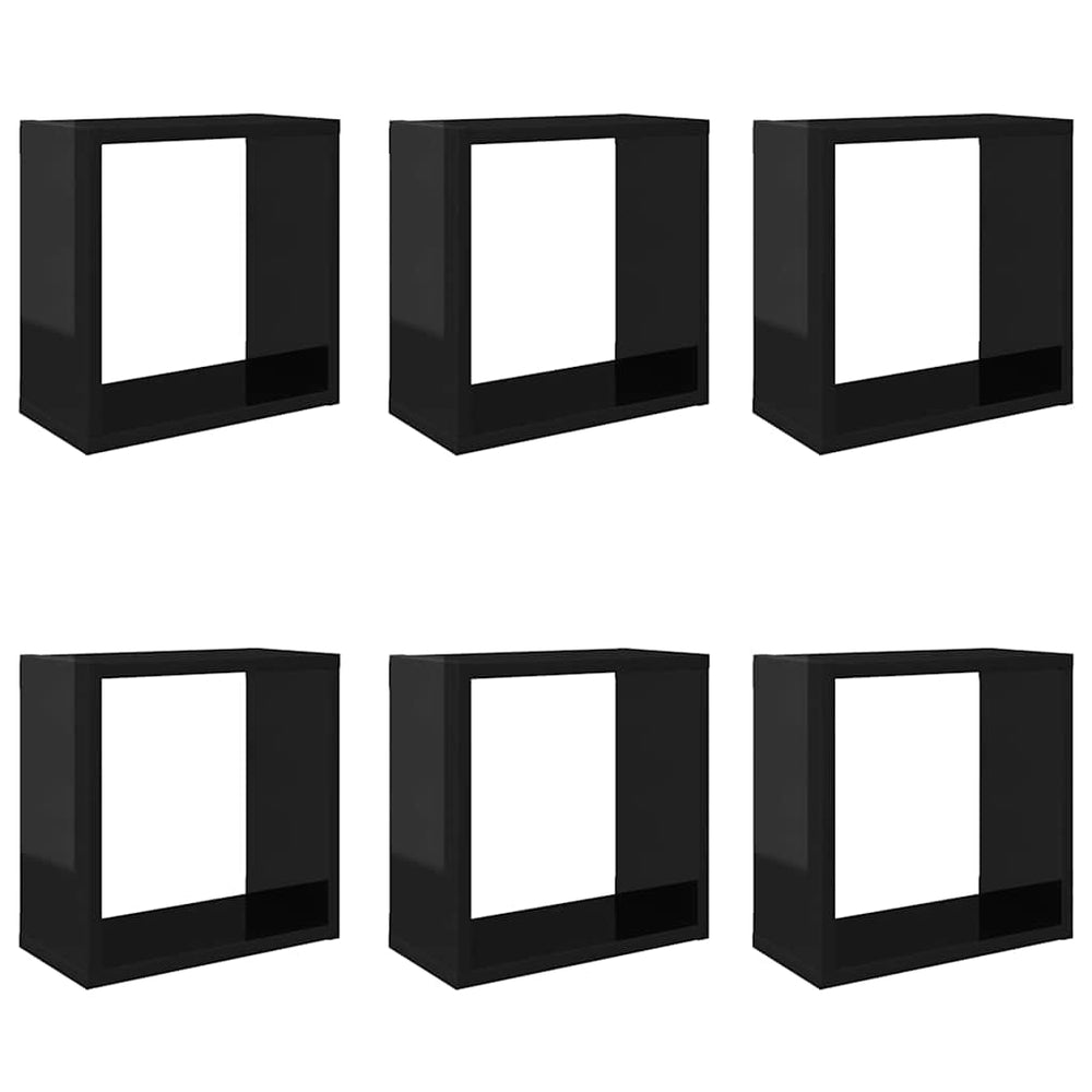 vidaXL Étagères cubes 6 pcs Noir brillant 30x15x30 cm