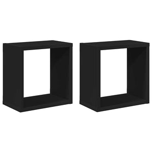 Schwarze Würfelregale, 2er Set
