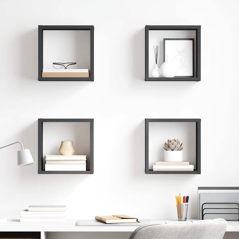 vidaXL Étagères cubes 4 pcs Gris 26x15x26 cm