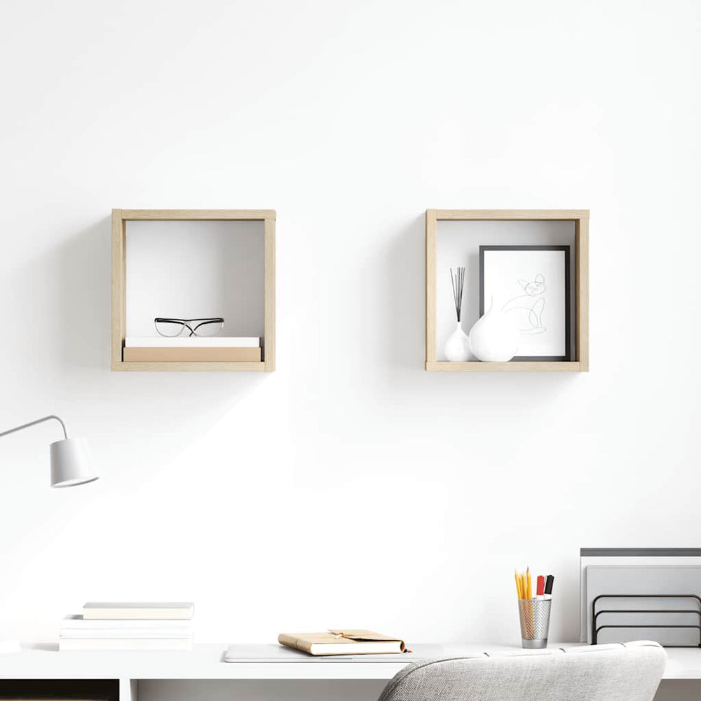 vidaXL Étagères cubes 2 pcs Chêne sonoma 26x15x26 cm