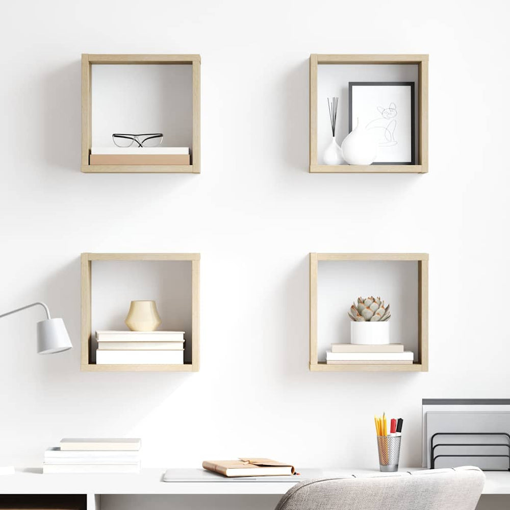 vidaXL Étagères cubes 4 pcs Chêne Sonoma 26x15x26 cm