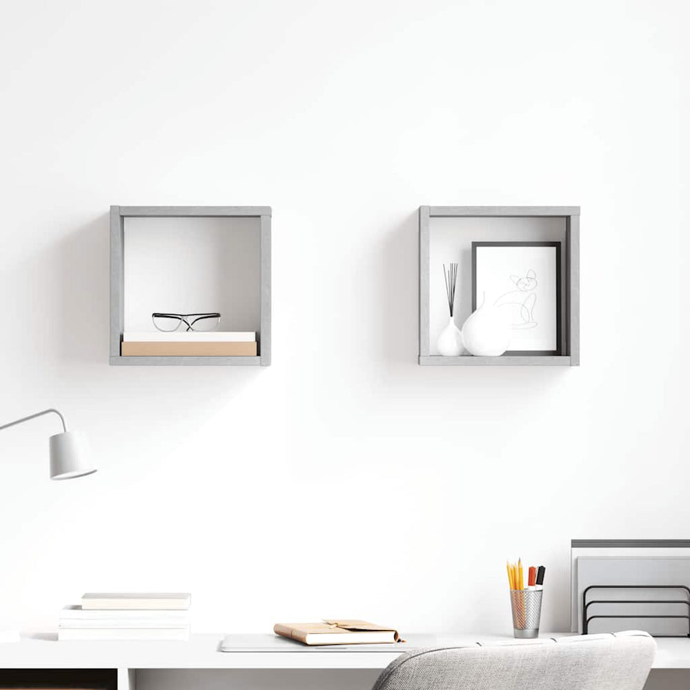vidaXL Étagères cubes 2 pcs Gris béton 26x15x26 cm
