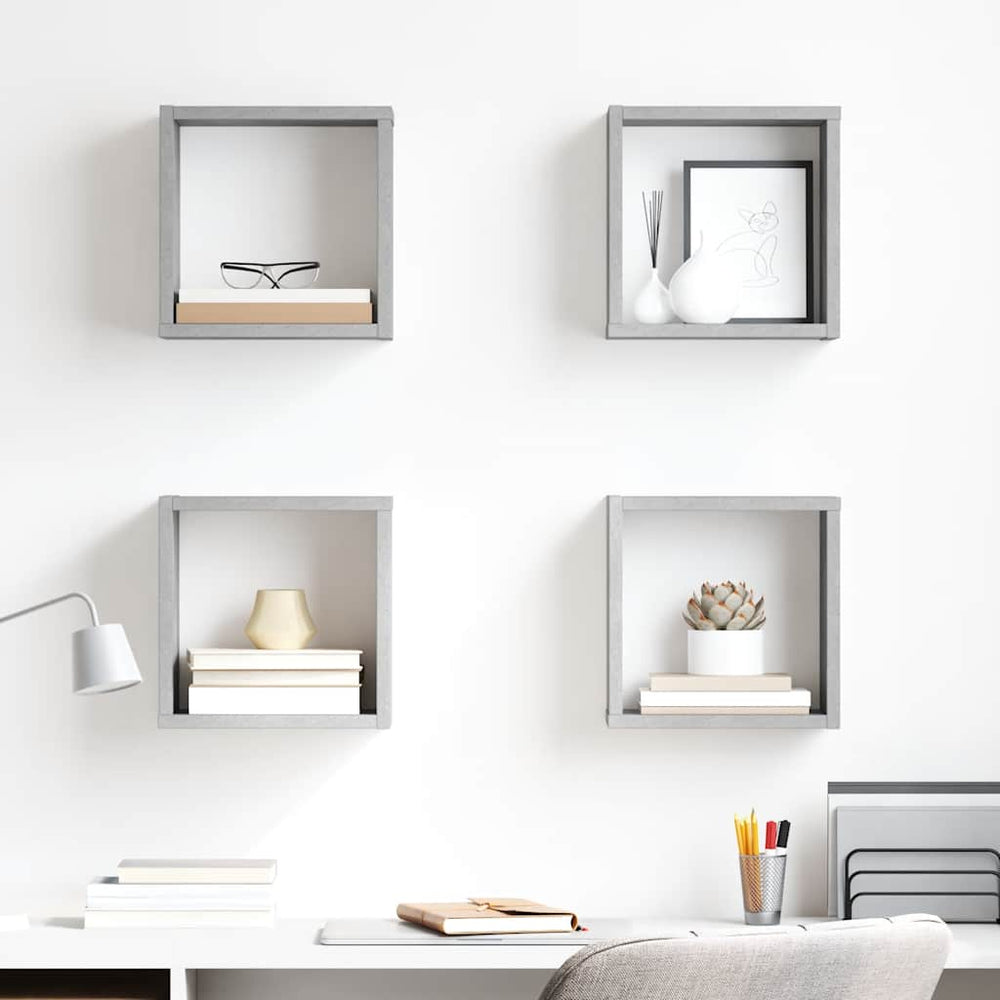 vidaXL Étagères cubes 4 pcs Gris béton 26x15x26 cm