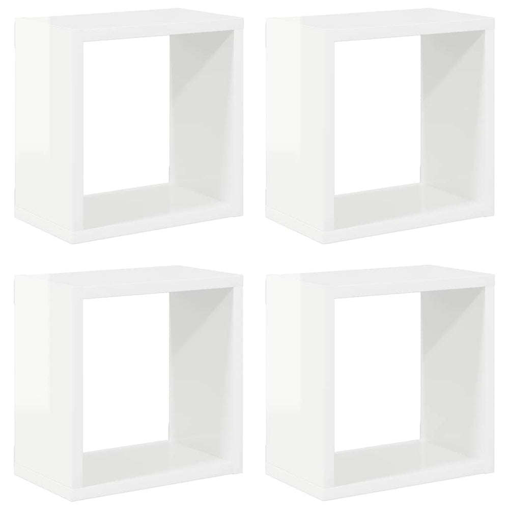 vidaXL Étagères cubes 4 pcs Blanc brillant 26x15x26 cm