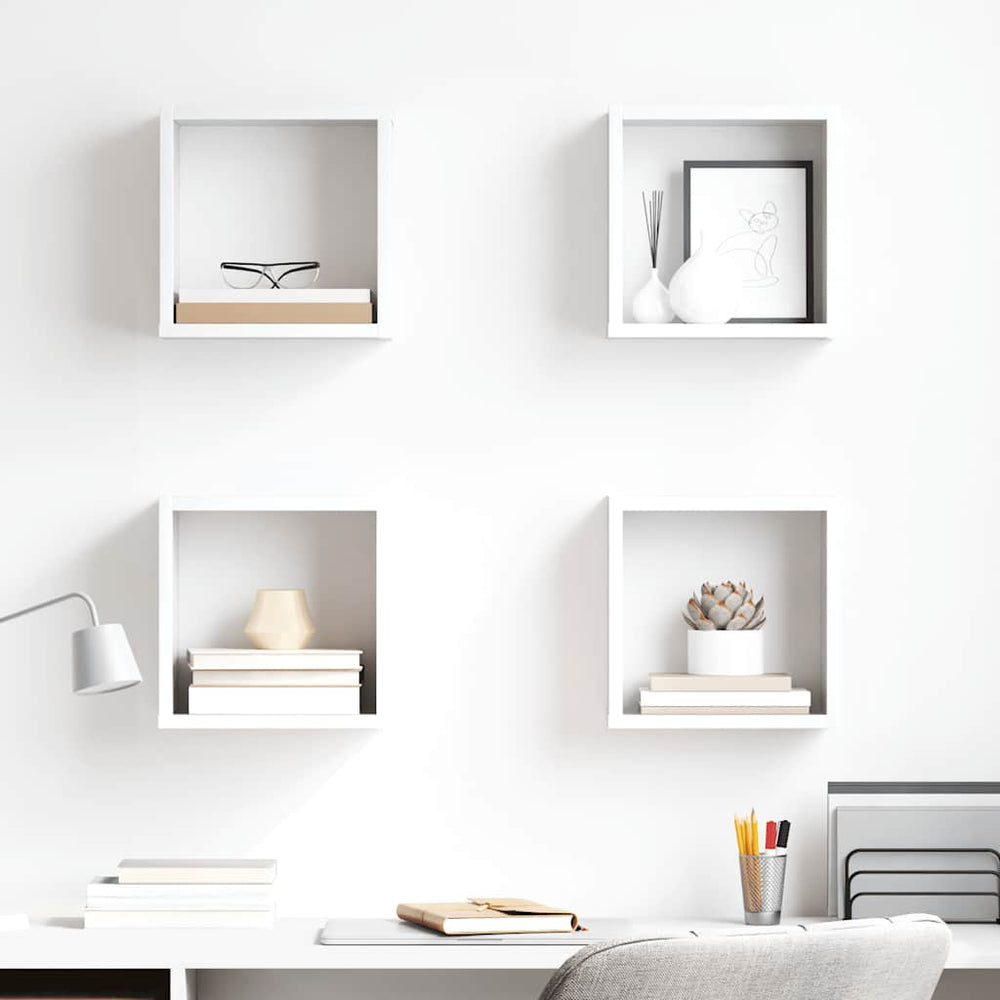 vidaXL Étagères cubes 4 pcs Blanc brillant 26x15x26 cm