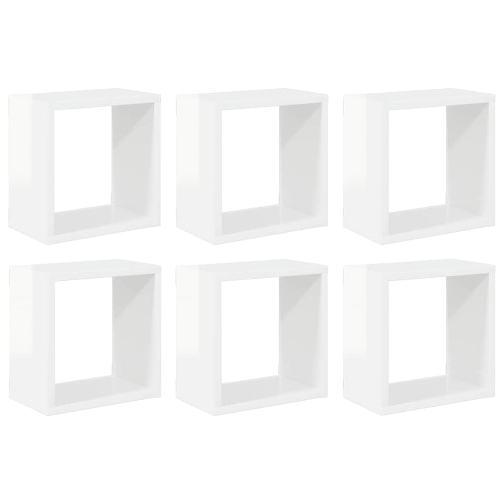 vidaXL Étagères cubes 6 pcs. Blanc brillant 26x15x26 cm