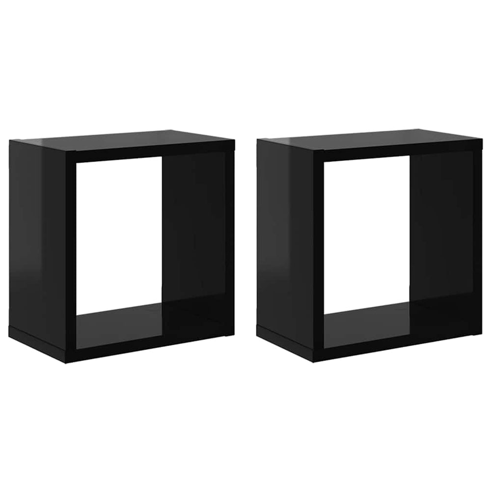 vidaXL Étagères cubes 2 pcs Noir brillant 26x15x26 cm