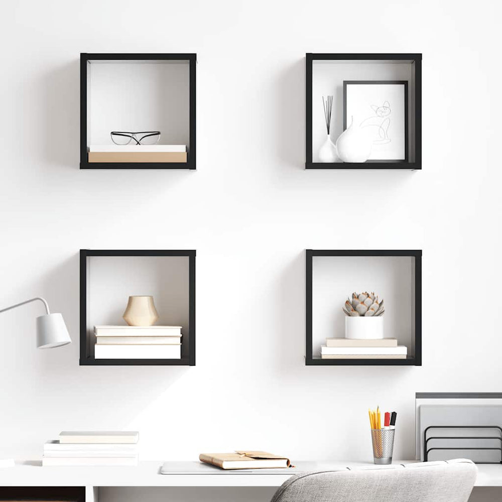 vidaXL Étagères murales cubes 4 pcs Noir brillant 26x15x26 cm