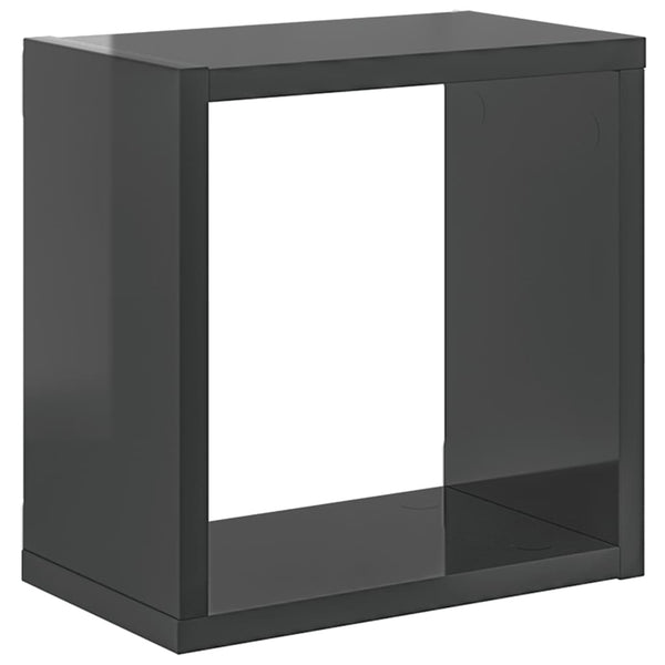 2er Set Würfelregale Hochglanz-Grau Wandregale