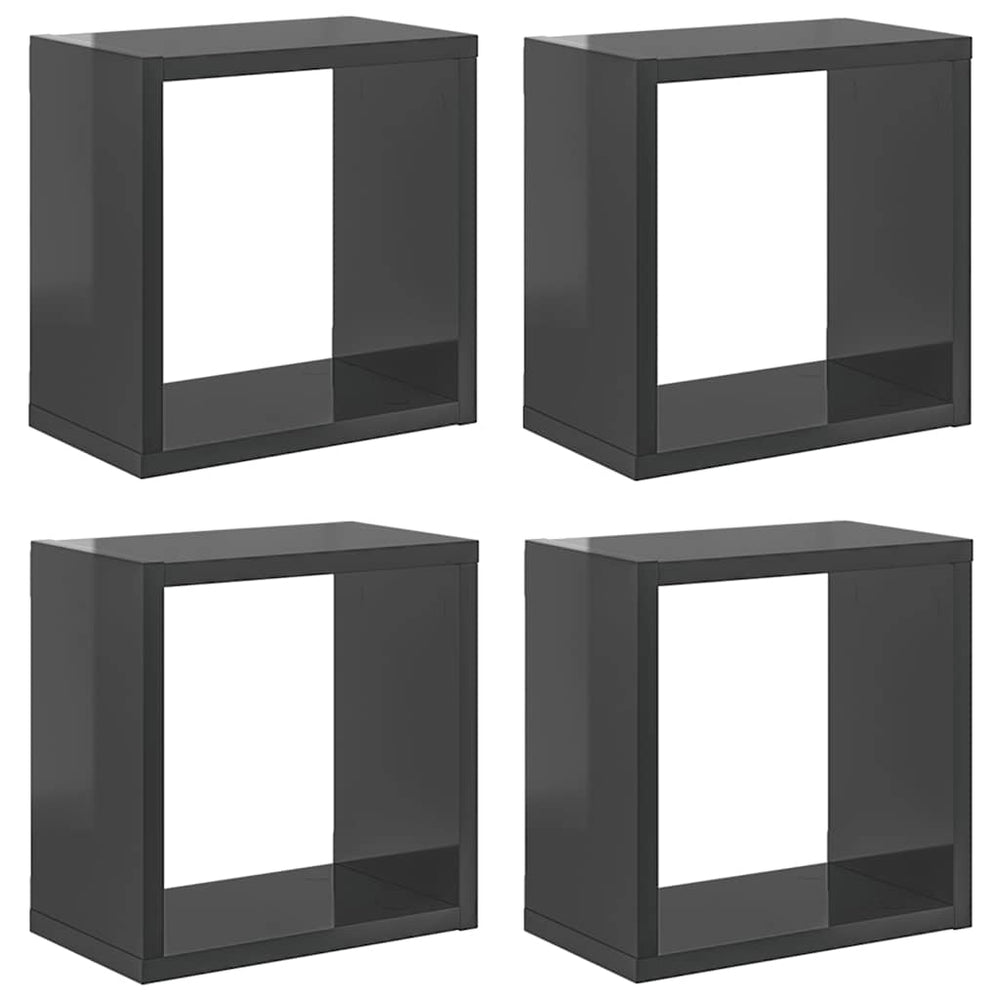 vidaXL Étagères murales cubes 4 pcs Gris brillant 26x15x26 cm