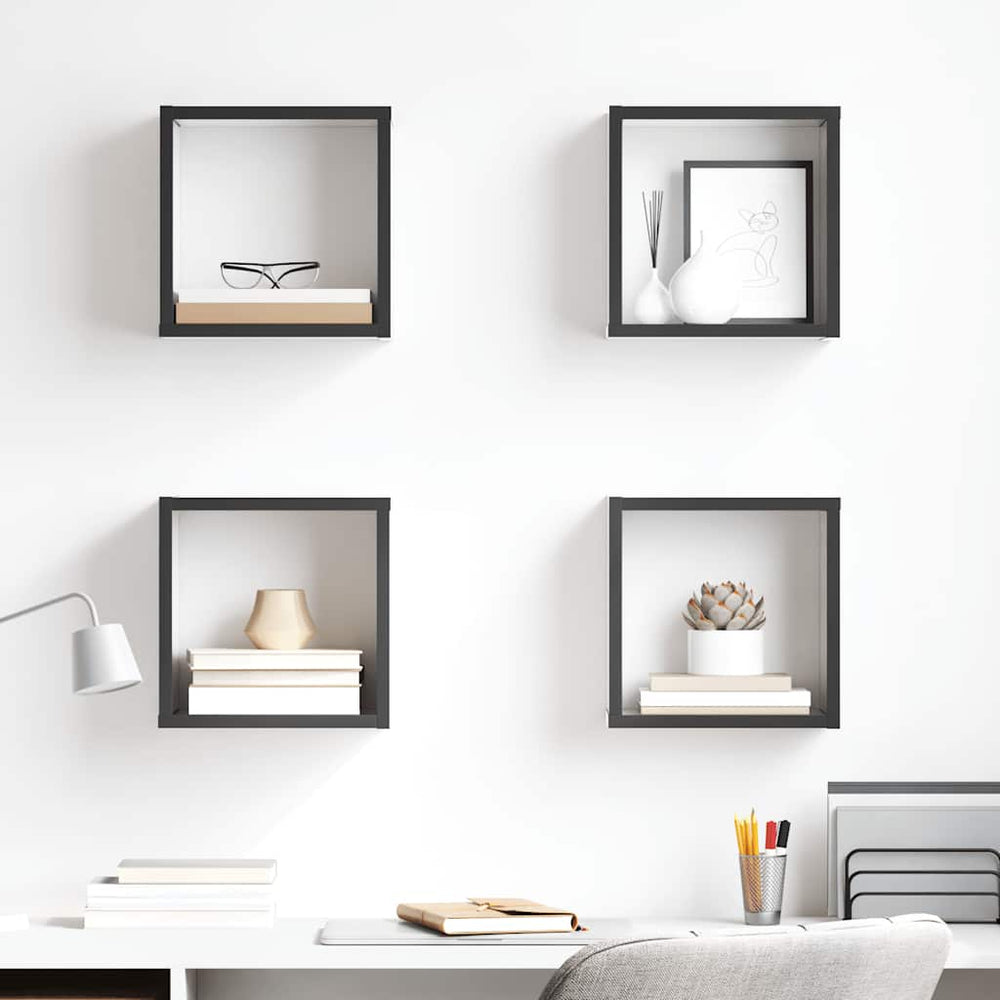 vidaXL Étagères murales cubes 4 pcs Gris brillant 26x15x26 cm