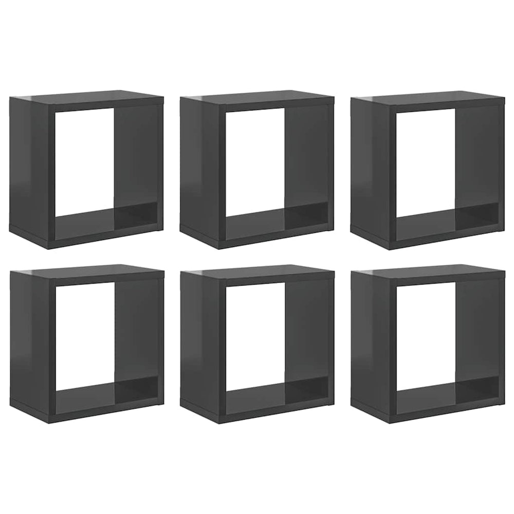 vidaXL Étagères cubes 6 pcs Gris brillant 26x15x26 cm