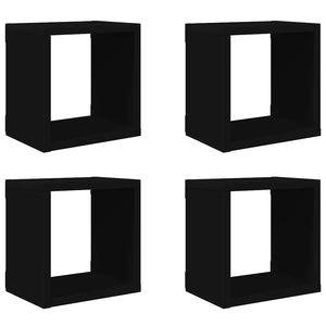 Schwarze Würfelregale, 4er Set
