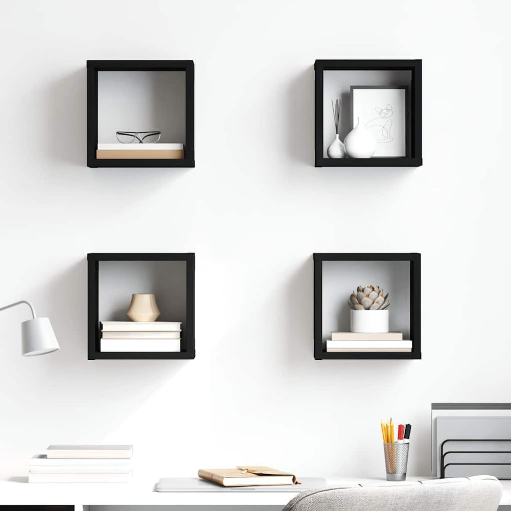 vidaXL Étagères cubes 4 pcs Noir 22x15x22 cm