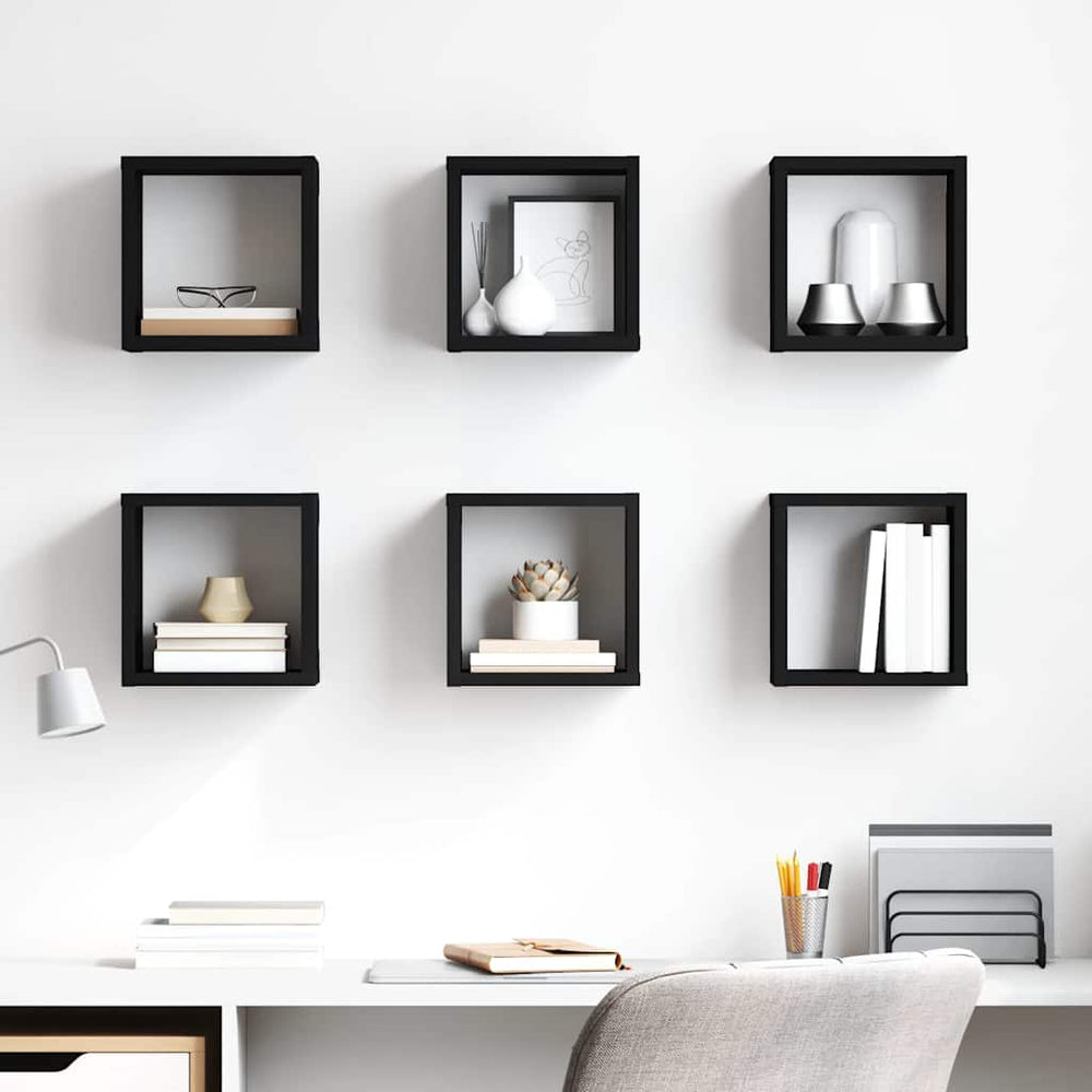 vidaXL Étagères cubes 6 pcs Noir 22x15x22 cm