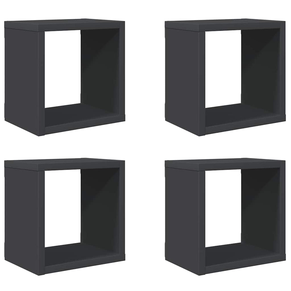 vidaXL Étagères cubes 4 pcs Gris 22x15x22 cm