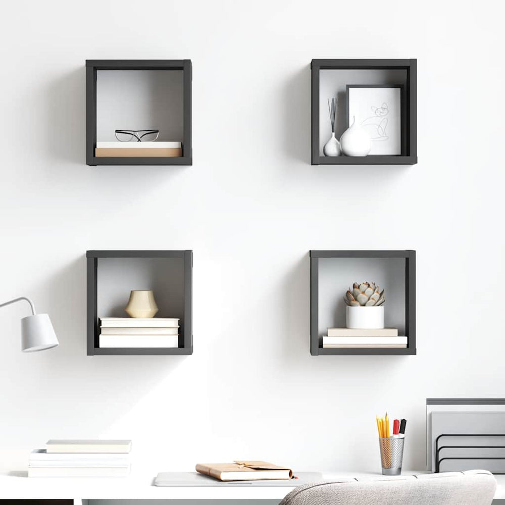 vidaXL Étagères cubes 4 pcs Gris 22x15x22 cm