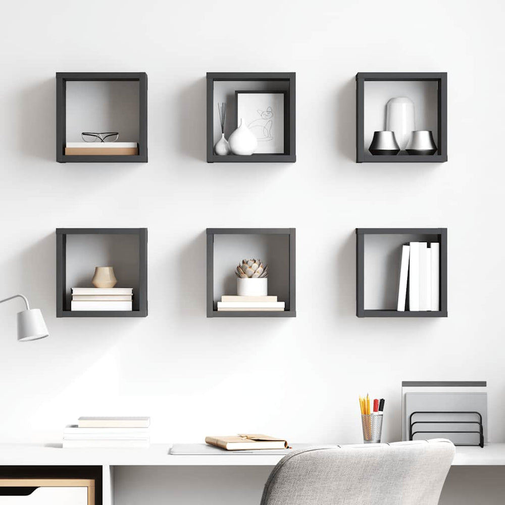 vidaXL Étagères cubes 6 pcs Gris 22x15x22 cm