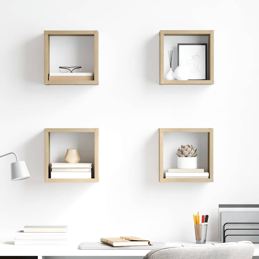 vidaXL Étagères cubes 4 pcs Chêne Sonoma 22x15x22 cm