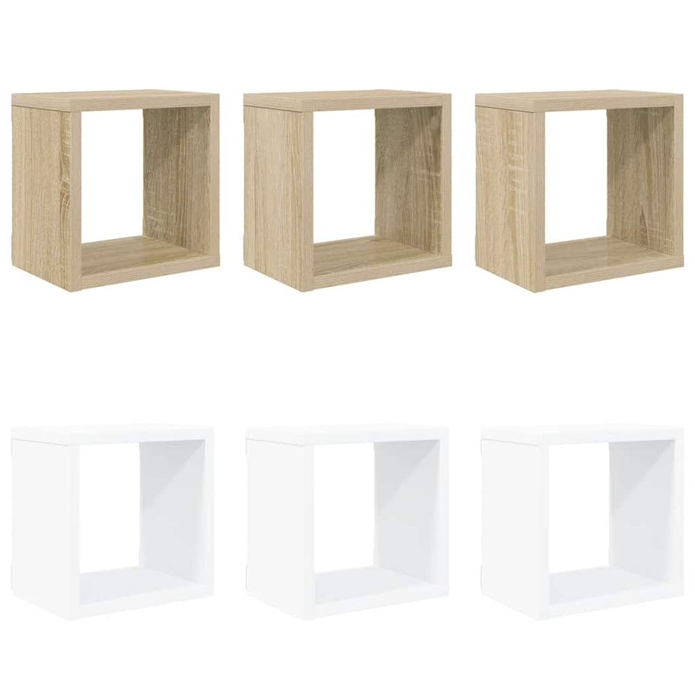 vidaXL Étagères cubes 6 pcs Blanc et chêne sonoma 22x15x22 cm