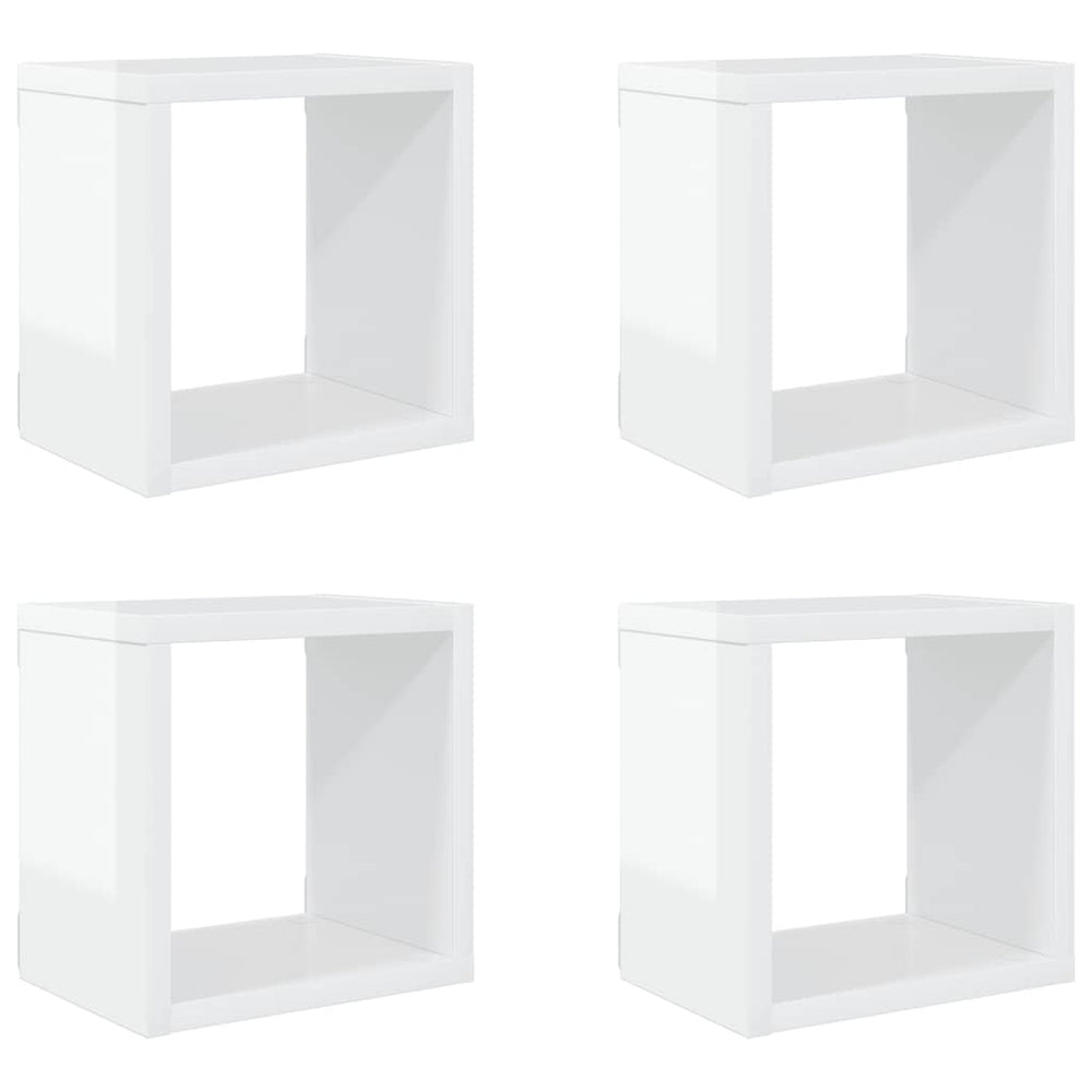 vidaXL Étagères cubes 4 pcs Blanc brillant 22x15x22 cm