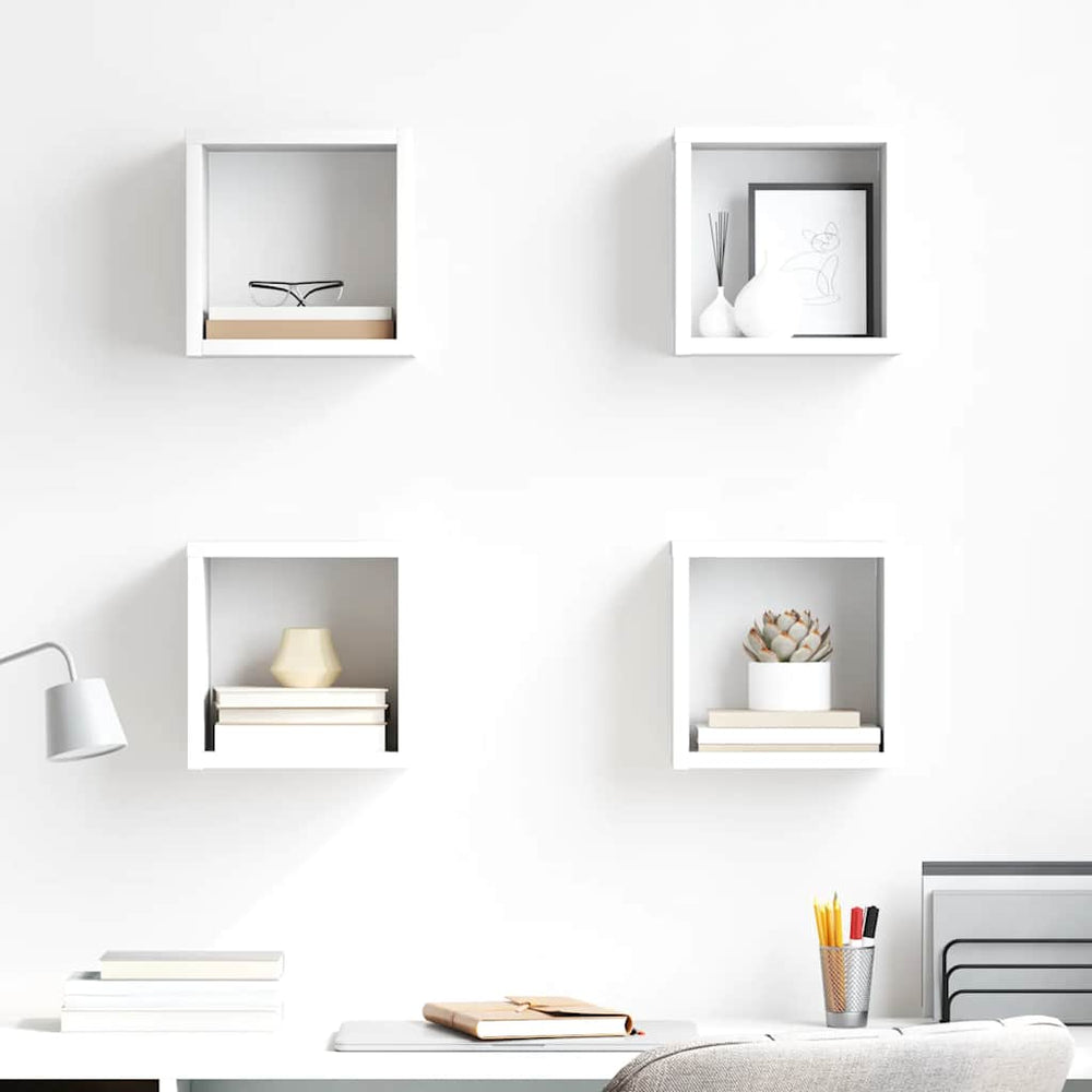 vidaXL Étagères cubes 4 pcs Blanc brillant 22x15x22 cm