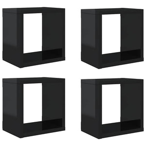 Würfelregale, 4er Set, Hochglanz Schwarz
