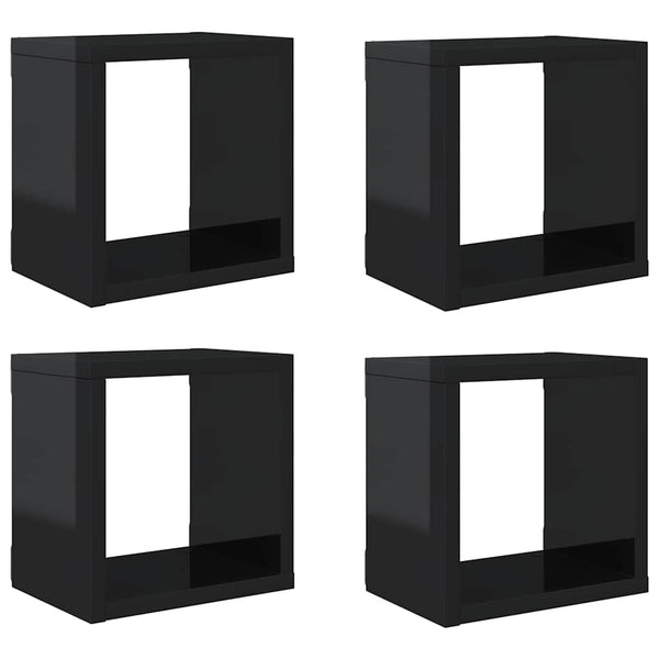 Würfelregale, 4er Set, Hochglanz Schwarz