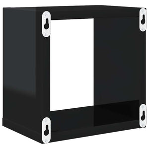 Würfelregale, 4er Set, Hochglanz Schwarz
