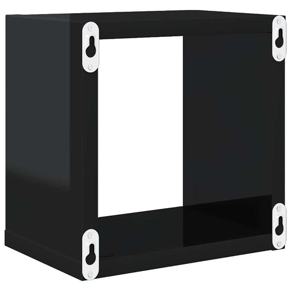 Würfelregale, 4er Set, Hochglanz Schwarz