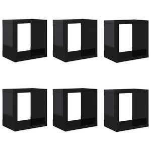 Würfelregale, 6er Set, Hochglanz Schwarz