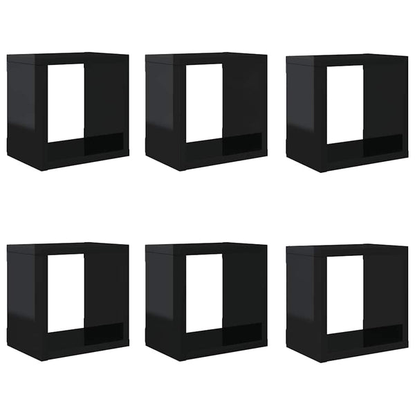 Würfelregale, 6er Set, Hochglanz Schwarz