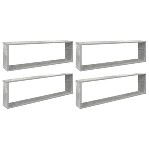 vidaXL Étagères cubes 4 pcs Gris béton 100x15x30 cm Bois d'ingénierie