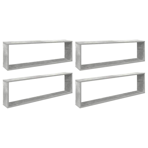 vidaXL Étagères cubes 4 pcs Gris béton 100x15x30 cm Bois d'ingénierie