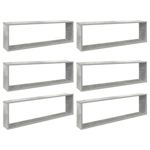 Würfelregale 6er Set Betongrau 100x15x30cm