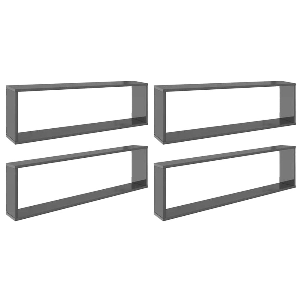 Würfelregale Grau Hochglanz, 4er Set
