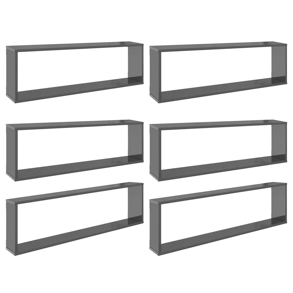 Würfelregale, 6er Set, Hochglanz Grau