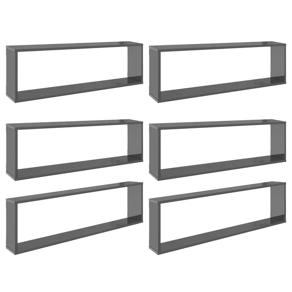 Würfelregale, 6er Set, Hochglanz Grau