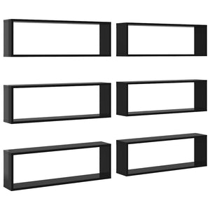 vidaXL Étagères cubes 6 pcs Noir brillant 80x15x26,5 cm Bois d'ingénierie