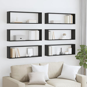 vidaXL Étagères cubes 6 pcs Noir brillant 80x15x26,5 cm Bois d'ingénierie