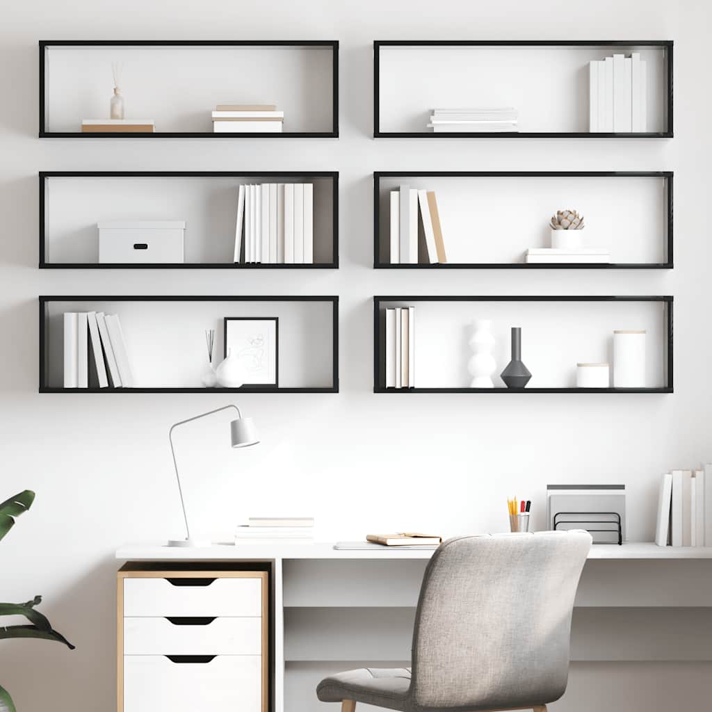 vidaXL Étagères cubes 6 pcs Noir brillant 80x15x26,5 cm Bois d'ingénierie