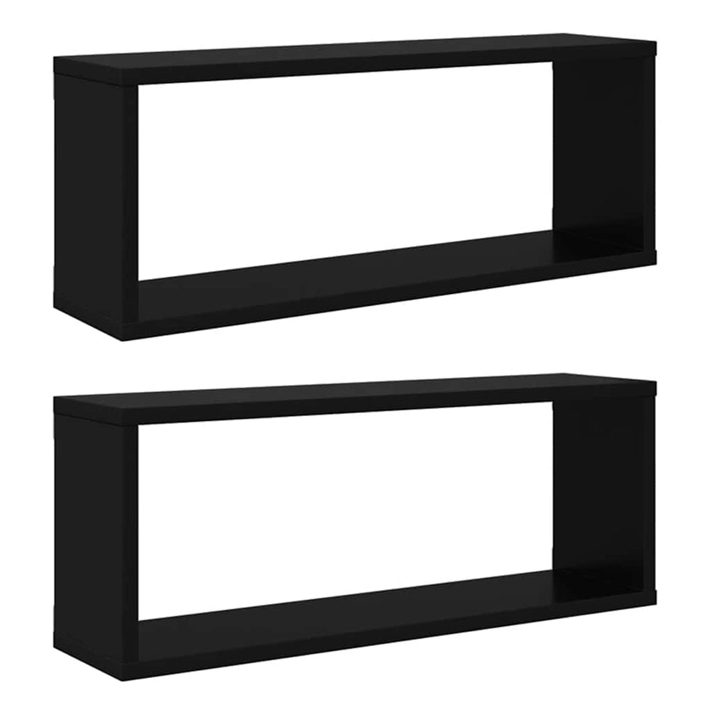 Schwarze Würfelregale, 2er Set