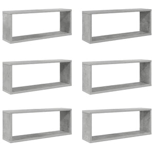 Würfelregale, 6er Set, Betongrau
