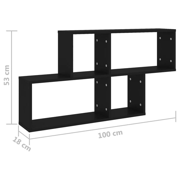 Schwarzes Wandregal 100 cm
