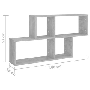 vidaXL Étagère murale gris béton 100x18x53 cm en bois d'ingénierie